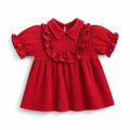 muslin crinkle frock [ RED]